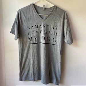 Graphic V-Neck Namast'ay With My Dog V-Neck Tee M